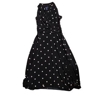 Chaps Black and White Polka Dot Dress Size: S Excellent Used‎ Condition